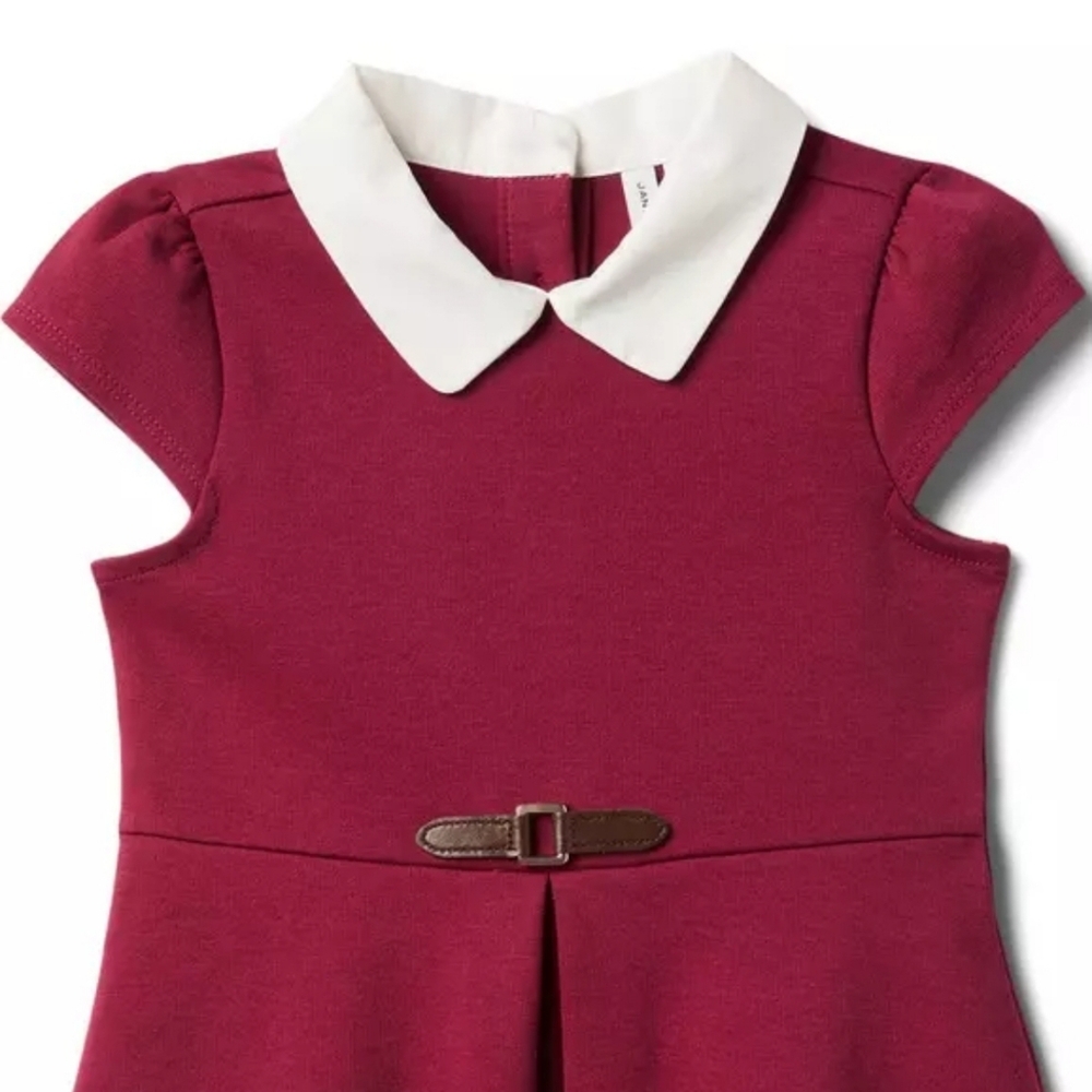 NWOT Janie and Jack Dainty Berry Ponte Collared Dress w/ Diaper Cover – 12–18M - Picture 2 of 10